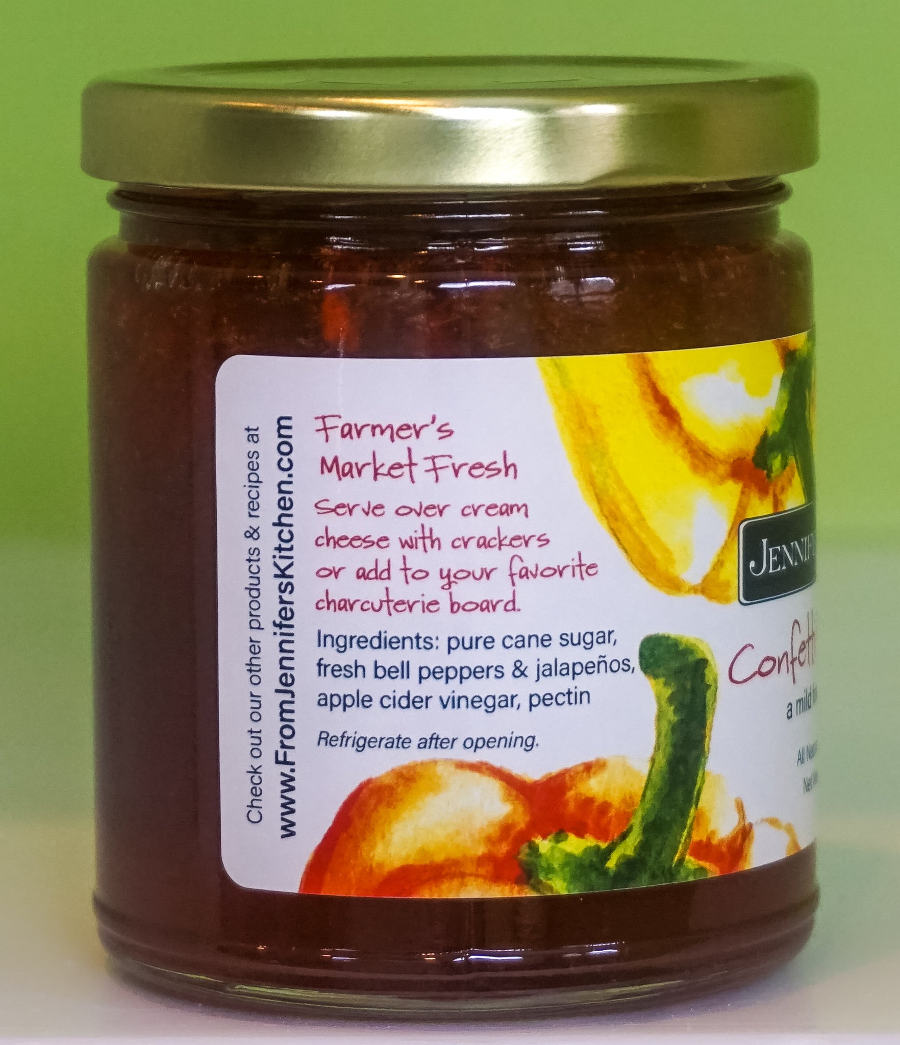 Confetti Pepper Jelly 11 oz From Jennifer's Kitchen Confetti Pepper Jelly 11 oz From Jennifer's Kitchen
